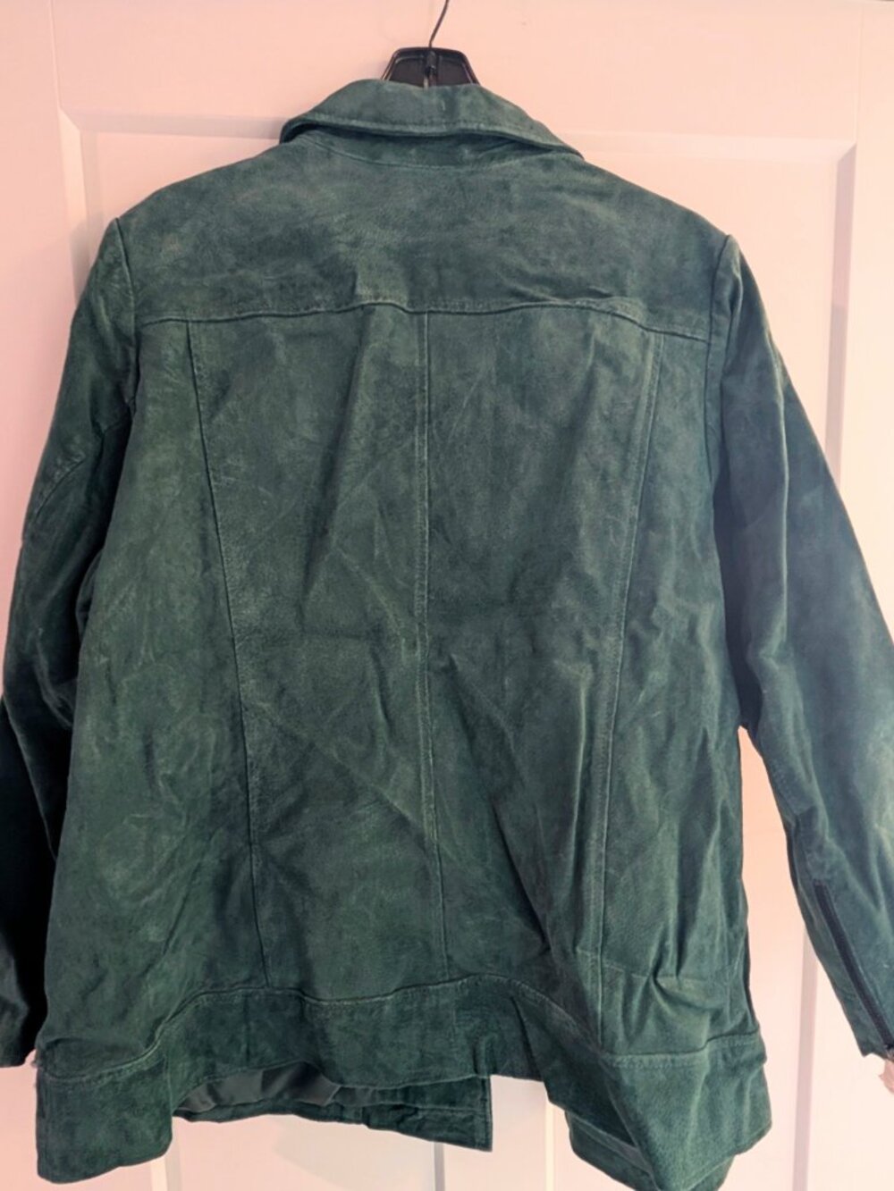 NWOT Denim & Co. Genuine Leather Jacket Forest Green - Washable - Size 2X - Picture 5 of 6